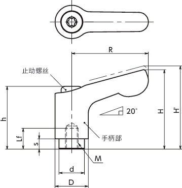 LDCF微型夹紧手柄（内螺纹）寸法図
