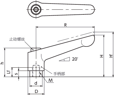 LDFE夹紧手柄（内螺纹）寸法図