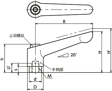 LDFS-CR夹紧手柄（内螺纹）寸法図