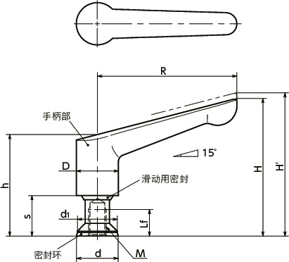 LDFS-HD-H夹紧手柄（内螺纹）- 卫生型设计寸法図