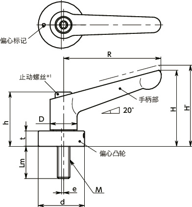 LDM-EC带偏心凸轮夹紧手柄寸法図