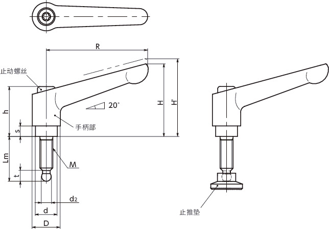 LDM-SGB夹紧手柄（球头）寸法図