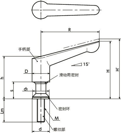 LDMS-HD-H夹紧手柄（外螺纹）- 卫生型设计寸法図