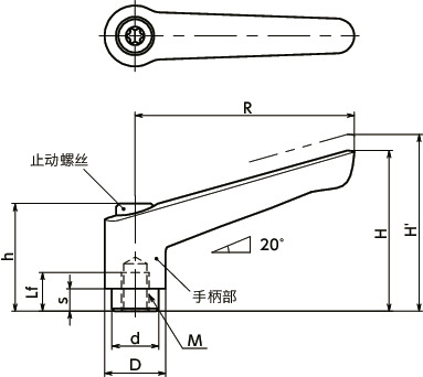 LEF塑料夹紧手柄（内螺纹）寸法図