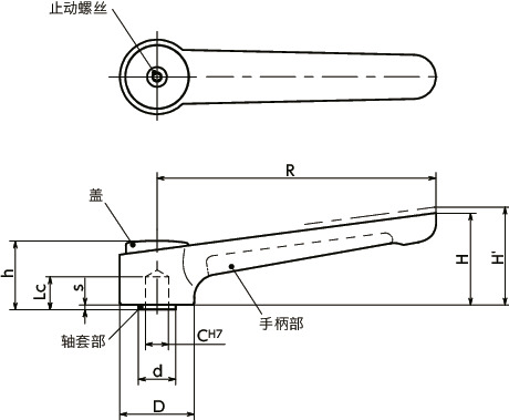 LFDR张紧手柄（铰孔）寸法図