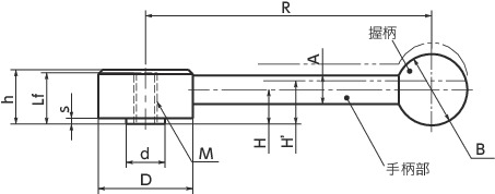 LFF扁平张紧手柄（内螺纹）寸法図
