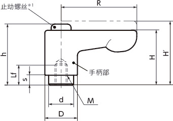 LHCFS-CR微型夹紧手柄（内螺纹） - 扁平型寸法図