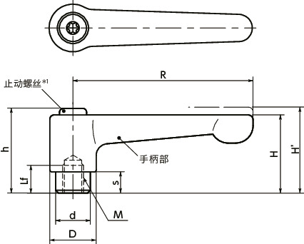 LHFS夹紧手柄（内螺纹）-扁平型寸法図