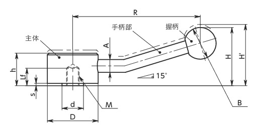 LNFF-E扁平张紧手柄（内螺纹）寸法図