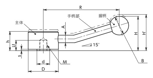 LNFFS-E扁平张紧手柄（内螺纹）寸法図