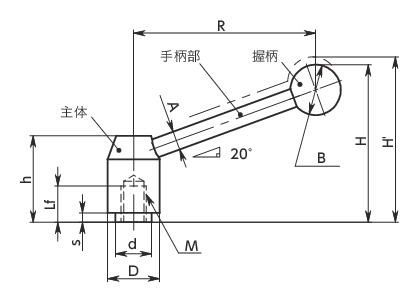 LNTFS-E张紧手柄（内螺纹）寸法図
