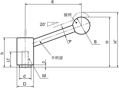 LTF张紧手柄（内螺纹）寸法図
