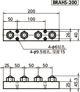 BRAHS-N球形滚子装置（六角螺栓型）寸法図