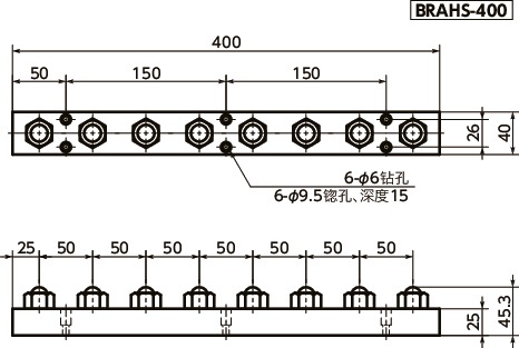 BRAHS-N球形滚子装置（六角螺栓型）寸法図