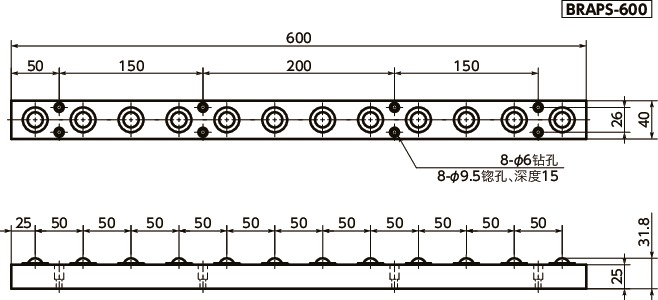 BRAPS-N球型滚子装置（压入型）寸法図