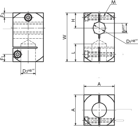 FCTA-CT形交叉型夹块寸法図
