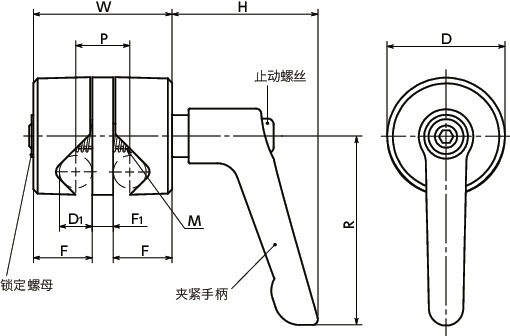 FGCFA-B自由交叉型夹块 - 手柄型寸法図