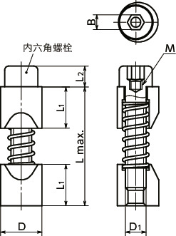 FRES圆轴夹块 - 不锈钢制 - 嵌入型寸法図