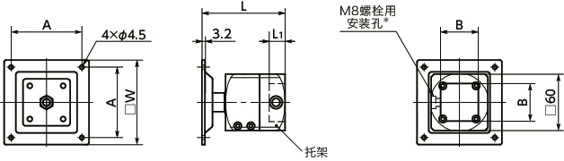 DFK-AA显示面板固定零件 - 360°旋转型 - 螺栓保持寸法図