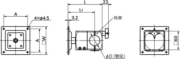 DFK-PB显示面板固定零件 - 360°旋转型 - 螺栓保持寸法図