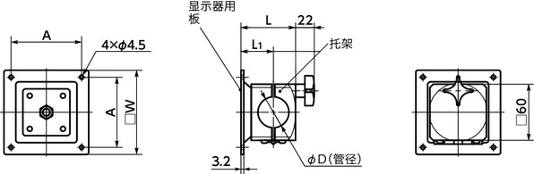 DFR-PB显示面板固定零件 - 固定型寸法図