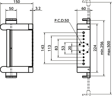 DKB键盘固定零件 - 固定型寸法図