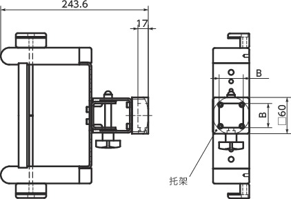 DKBR-AA键盘固定零件 - 单轴型寸法図