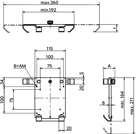 DTA平板电脑支架寸法図
