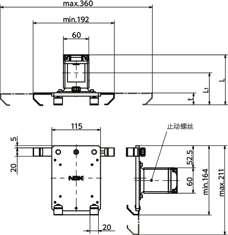 DTAC-AB-A平板电脑底座 - 快速定位型 - 铝框架用寸法図