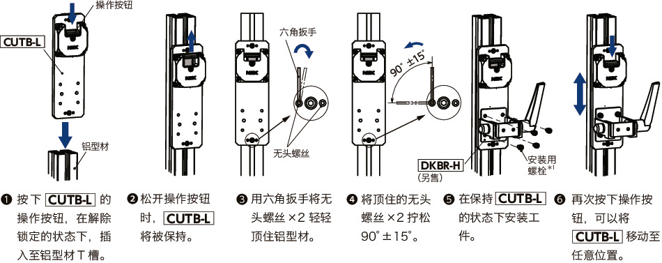 CUTB-L快速定位托架 - 铝型材用 - T槽固定型 - 下部安装型 