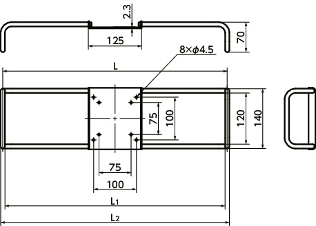 DPU显示器角度操作用拉手寸法図