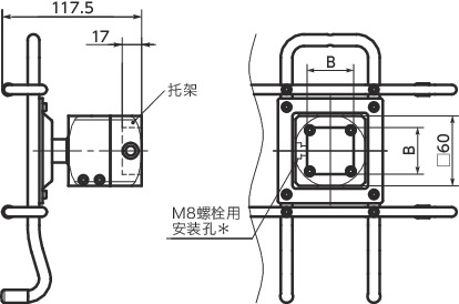 DTK-AA平板电脑固定零件 - 360°旋转型 - 螺栓保持寸法図