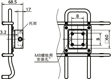 DTR-AA平板电脑支架 - iPad用 - 固定型寸法図