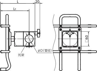 DTT-PB平板电脑固定零件 - 360°旋转型 - 弹簧保持寸法図