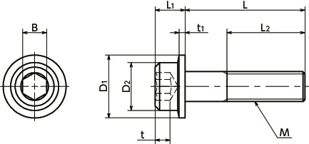 SFS带法兰内六角圆柱头螺栓寸法図