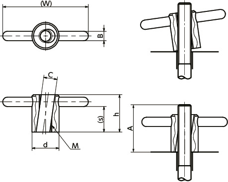 LQNNQuick Clamp Nut Levers寸法図