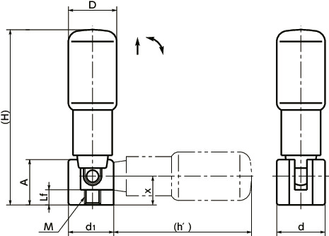 GDRS折叠式旋转握柄寸法図