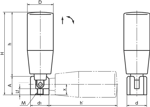 GGRS折叠式旋转握柄寸法図