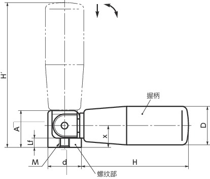 GSR折叠式旋转握柄寸法図