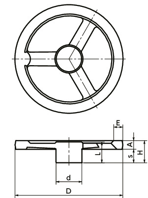 AH-N扁平铝合金手轮寸法図