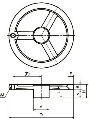 AH扁平铝合金手轮寸法図