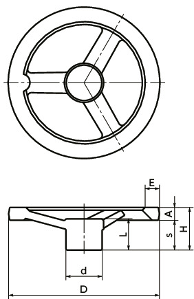 AV-N喇叭型铝合金手轮寸法図