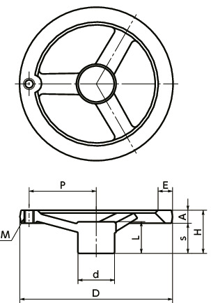 AV喇叭型铝合金手轮 寸法図