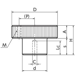 FS滚花手轮寸法図