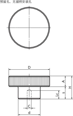 HAK-N铝合金滚花手轮寸法図