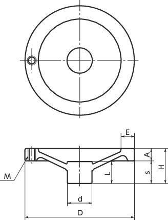HDA铝合金盘式手轮寸法図