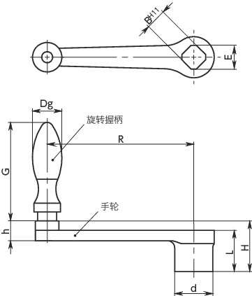 HNSB-D直型曲柄寸法図