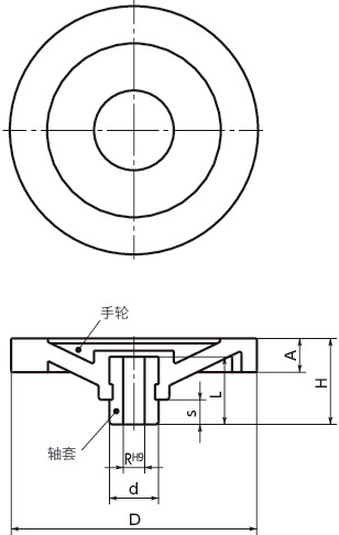 HPS-N塑料实心手轮寸法図