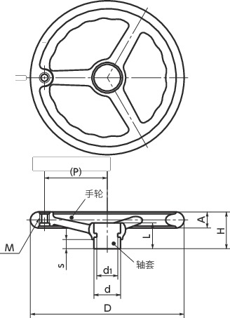 PHS塑料手轮寸法図
