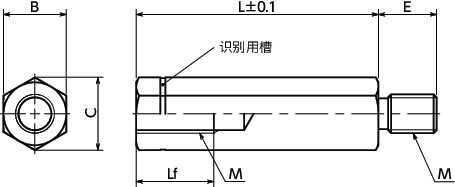 SHAL六角支柱 - 不锈钢（SUS316L）制寸法図